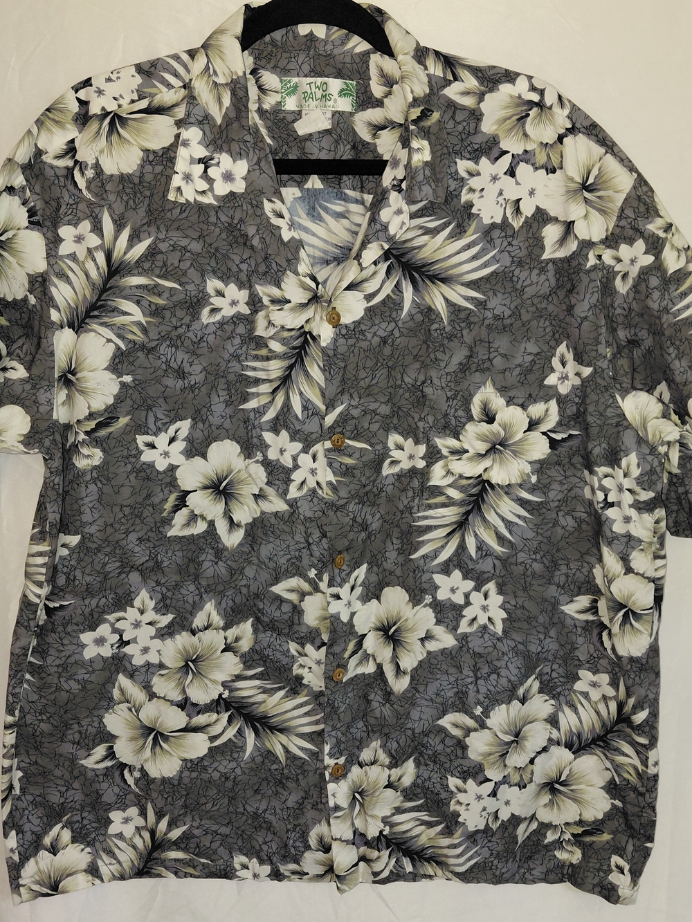 Two Palms Gray Floral Camp Shirt - Short Sleeve Button-Down #2216